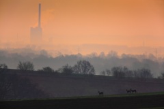 Landscape in contrast between Nature and human destruction by the Industry